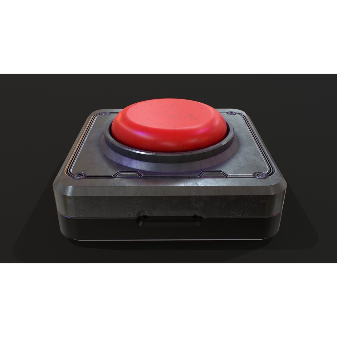 Sci-Fi Red Button 3D Model – PBR Textured Game Asset, FBX, OBJ - View 6