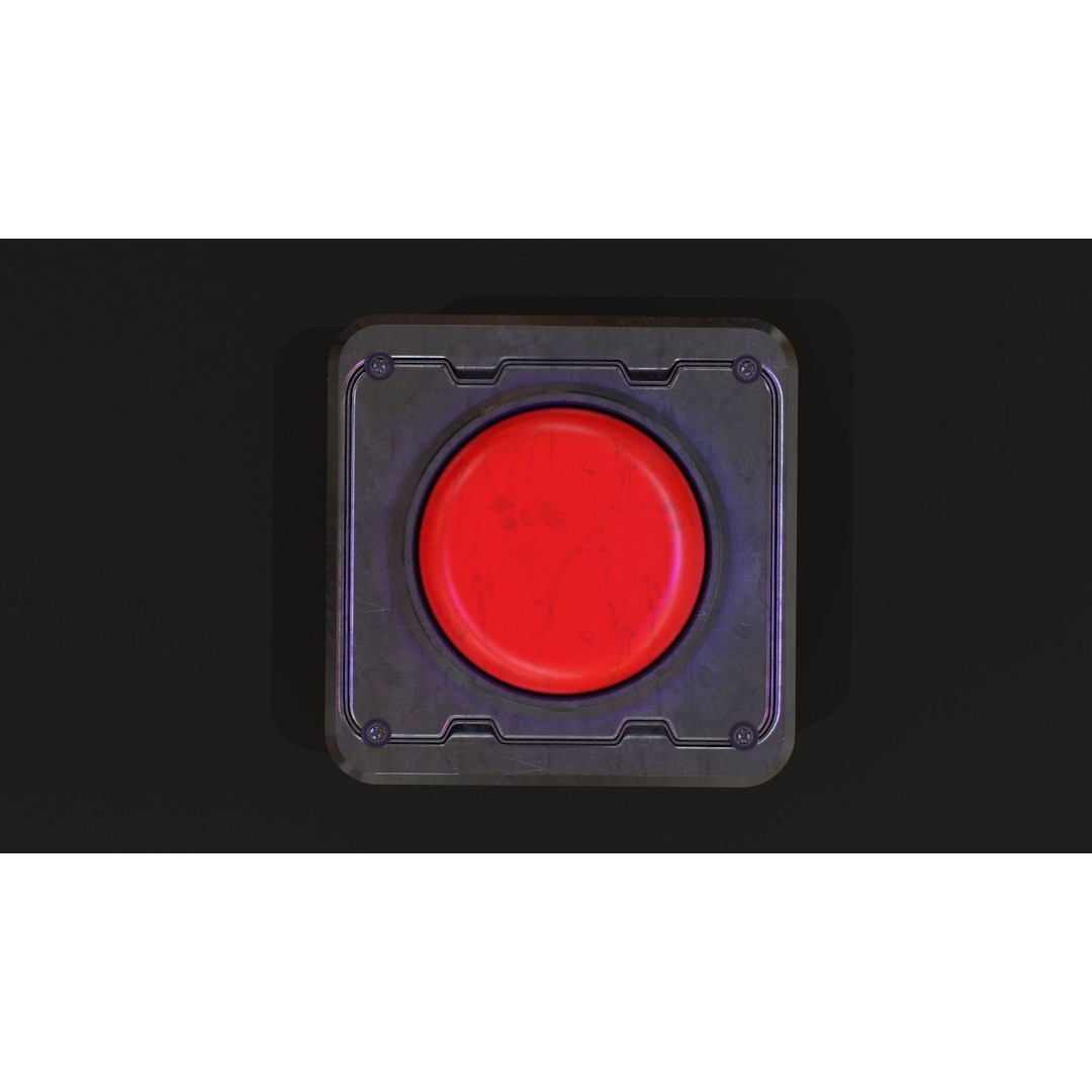 Sci-Fi Red Button 3D Model – PBR Textured Game Asset, FBX, OBJ - View 9