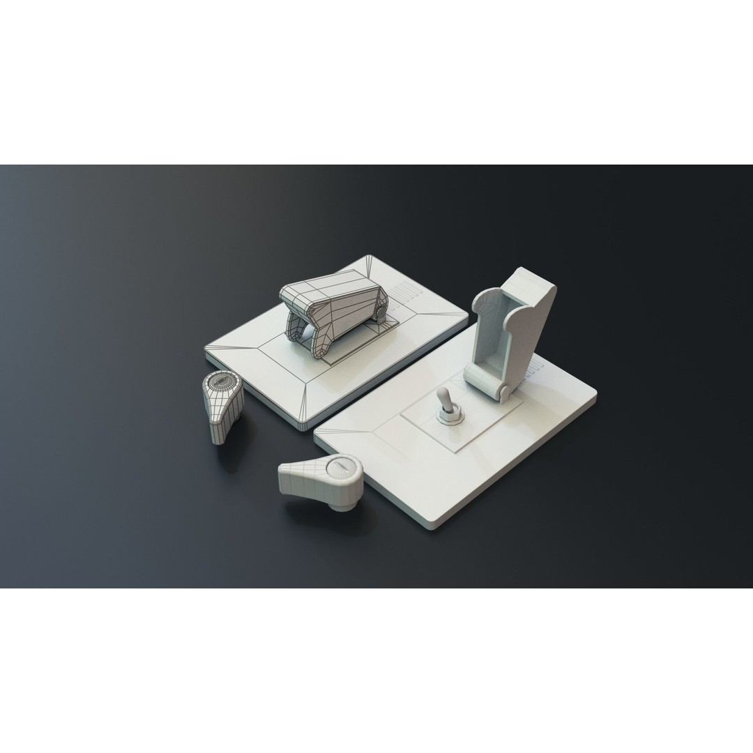 Modular PUI Physical Dashboard Interface Panels 3D Model – Low Poly Game Asset, FBX