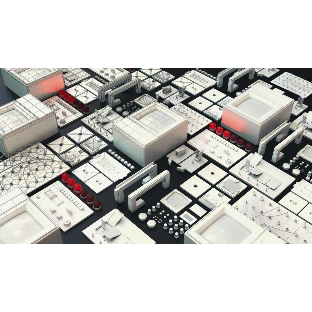 Modular PUI Physical Dashboard Interface Panels 3D Model – Low Poly Game Asset, FBX - View 8