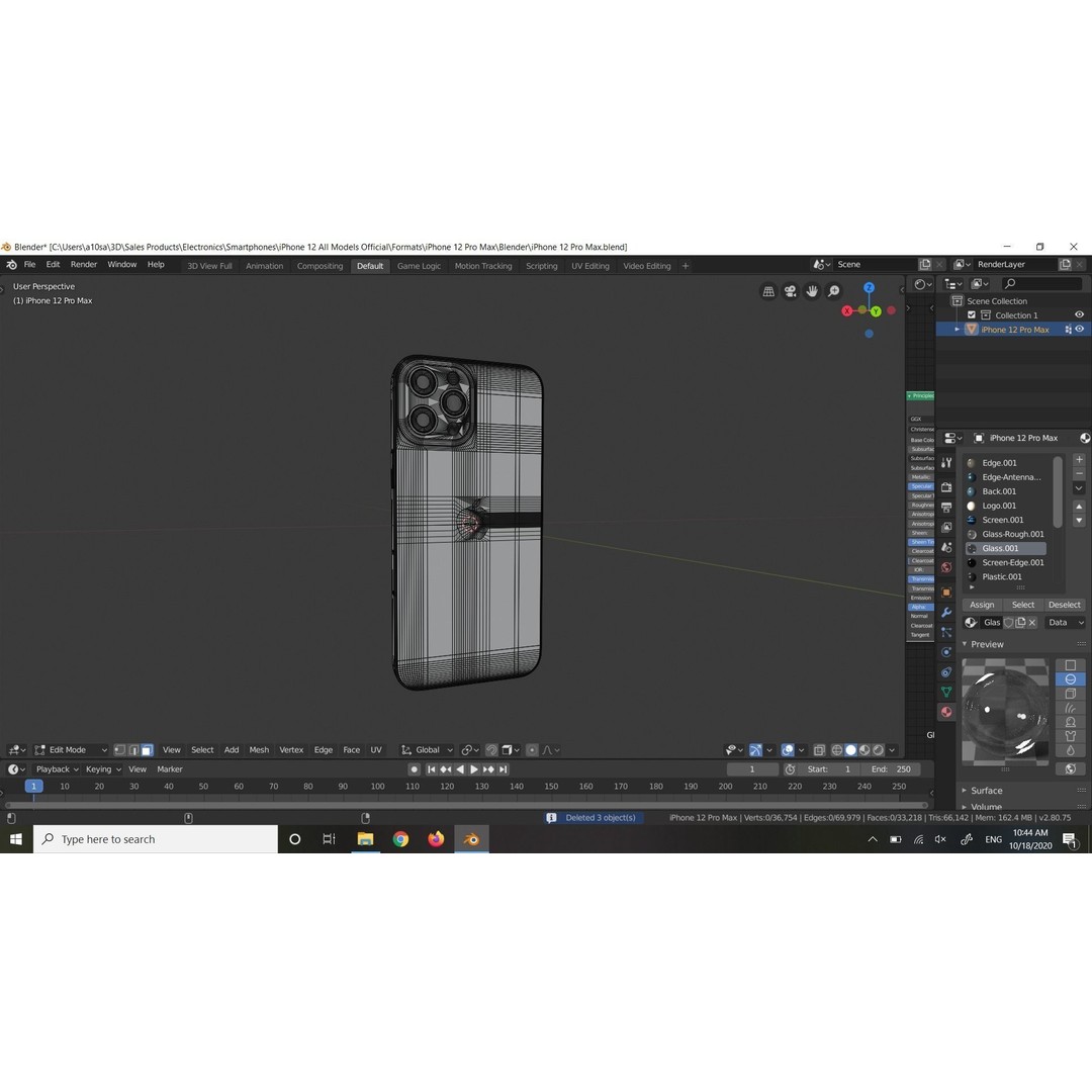 Apple iPhone 12 Pro Max 3D Model – Low Poly Game Asset, FBX, OBJ