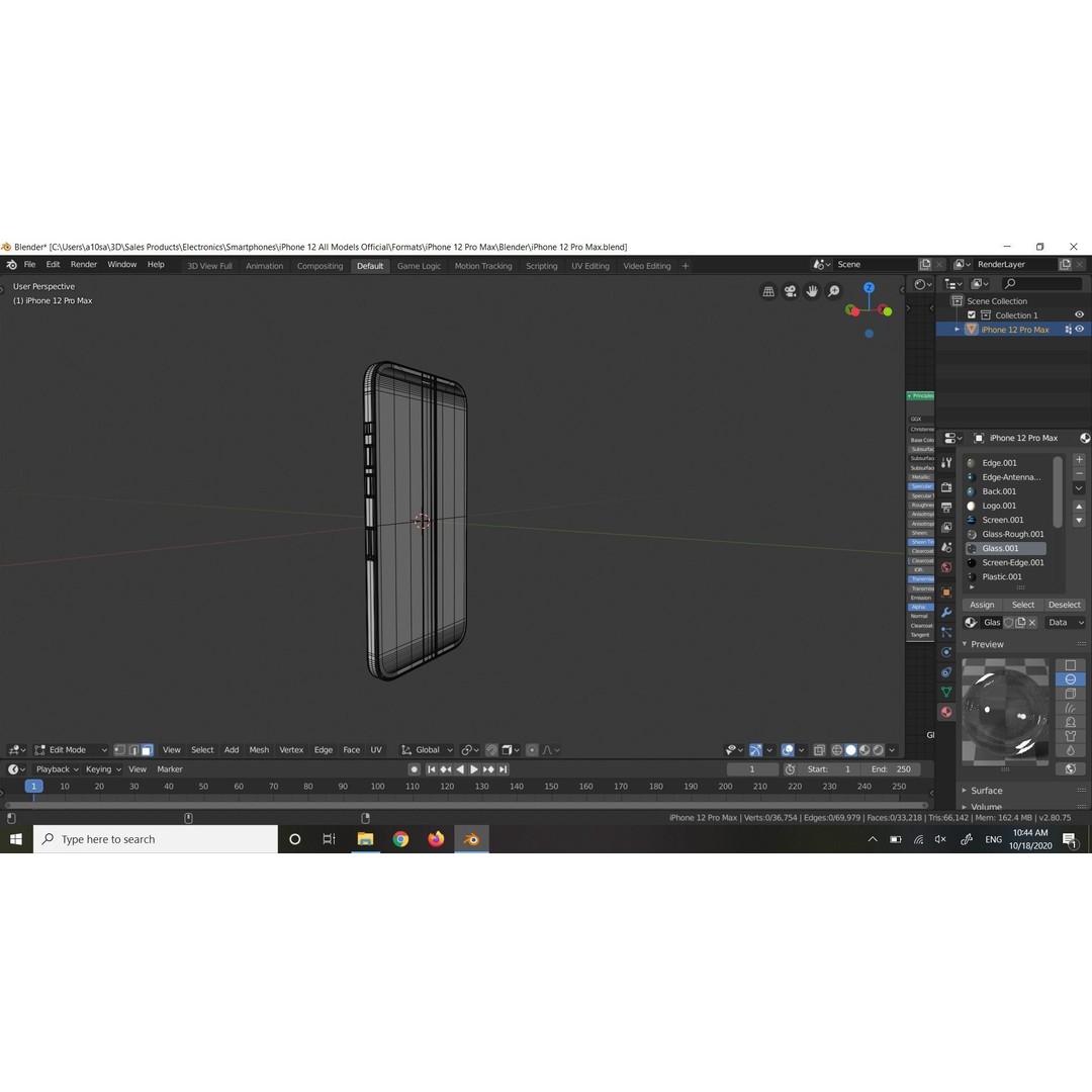 Apple iPhone 12 Pro Max 3D Model – Low Poly Game Asset, FBX, OBJ - View 15