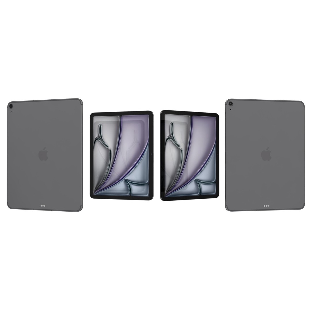 Apple iPad Air M3 3D Model – High Poly Space Gray, FBX, PBR Textures - View 5