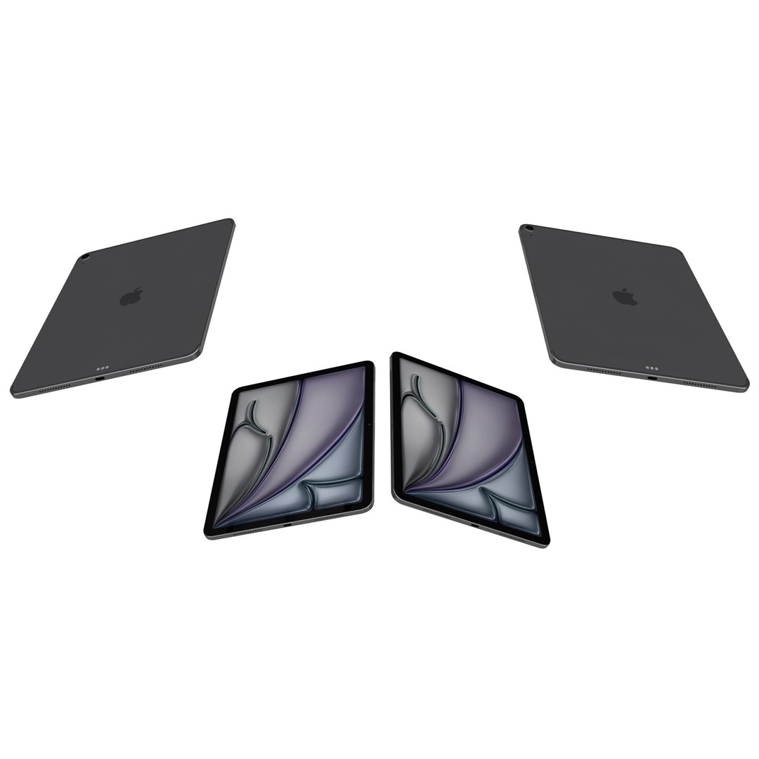 Apple iPad Air M3 3D Model – High Poly Space Gray, FBX, PBR Textures - View 7