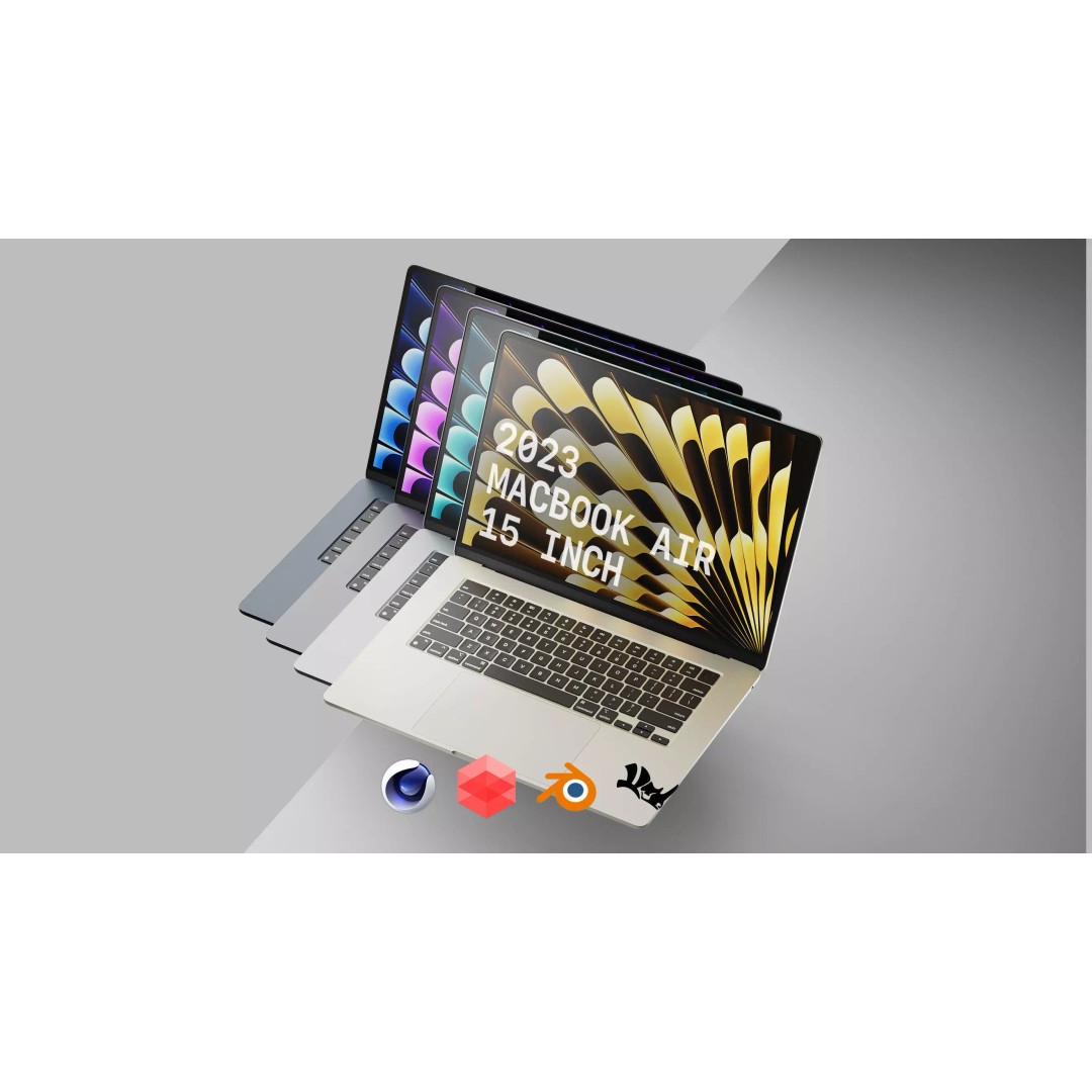Apple 2023 M2 MacBook Air 3D Model – High Quality, 15 in, PBR Textures - View 2