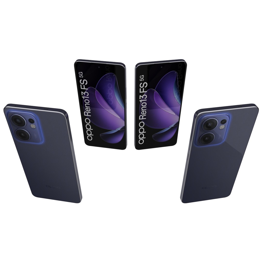 OPPO Reno13 F 5G Luminous Blue 3D Model – High Poly PBR Asset, FBX - View 6