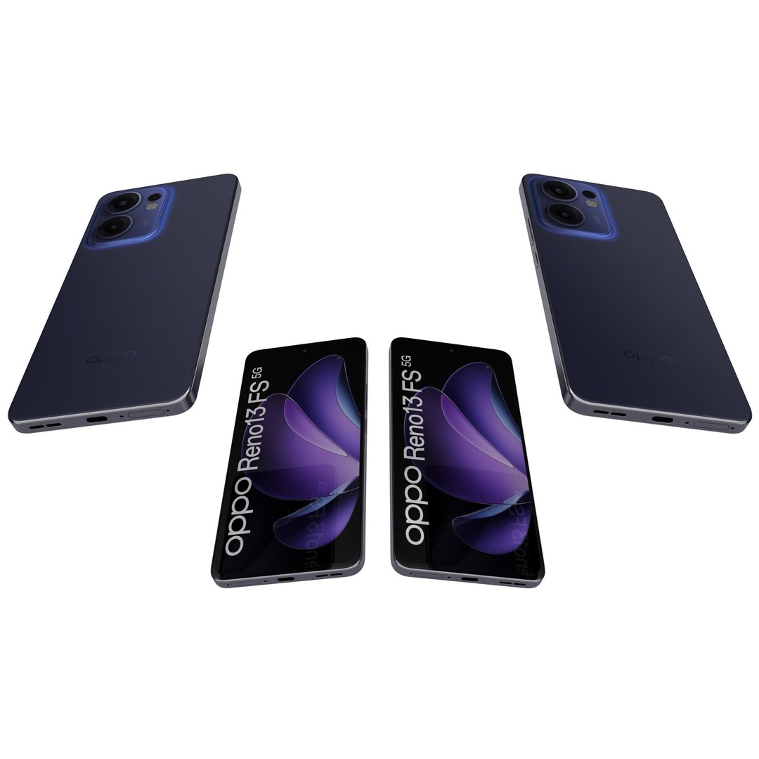 OPPO Reno13 F 5G Luminous Blue 3D Model – High Poly PBR Asset, FBX - View 7