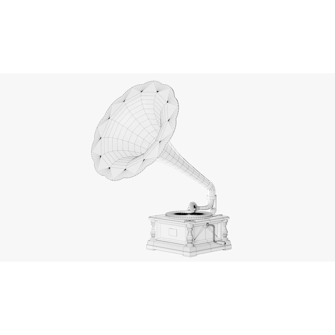 Gramophone 3D Model – Vintage Low Poly Audio Asset, FBX - View 12