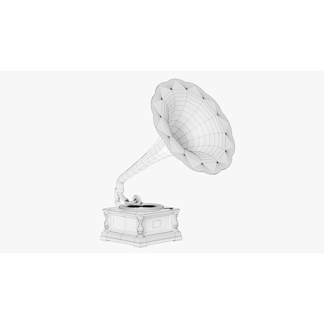Gramophone 3D Model – Vintage Low Poly Audio Asset, FBX - View 13