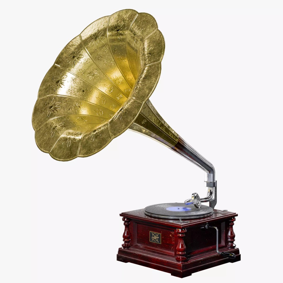 Gramophone 3D Model – Vintage Low Poly Audio Asset, FBX - View 2