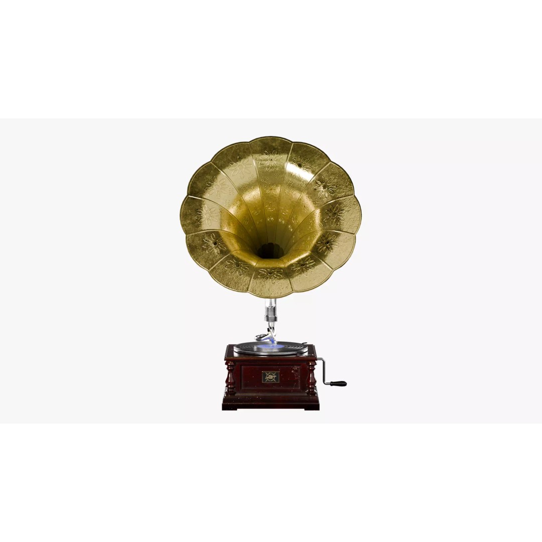 Gramophone 3D Model – Vintage Low Poly Audio Asset, FBX - View 3