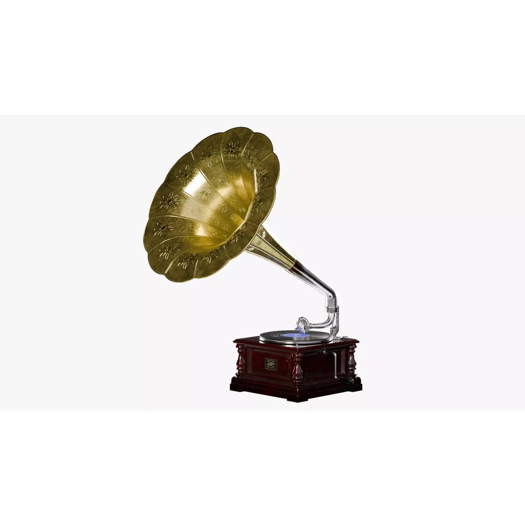Gramophone 3D Model – Vintage Low Poly Audio Asset, FBX - View 4