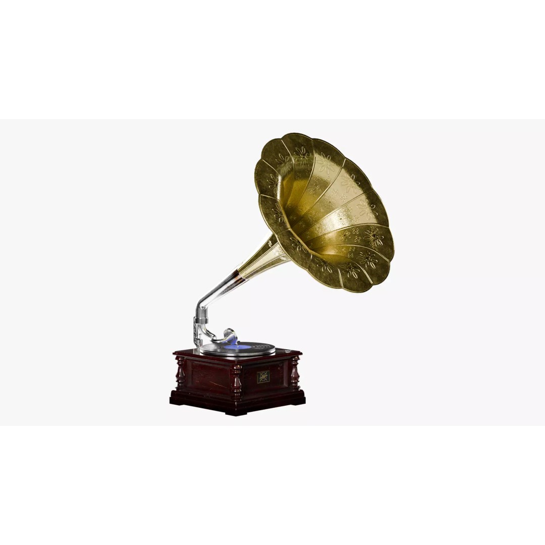 Gramophone 3D Model – Vintage Low Poly Audio Asset, FBX - View 5