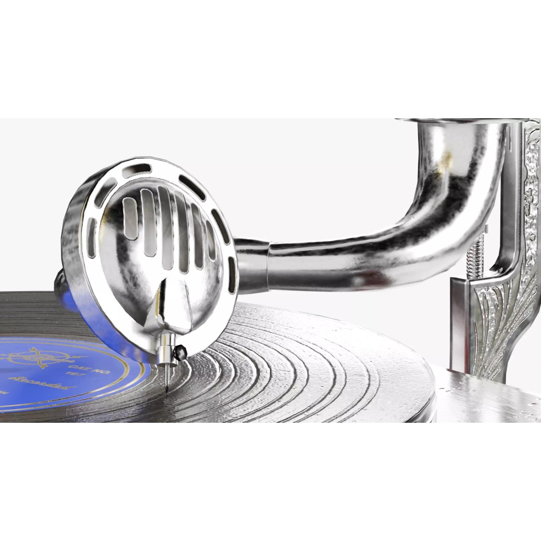 Gramophone 3D Model – Vintage Low Poly Audio Asset, FBX - View 6