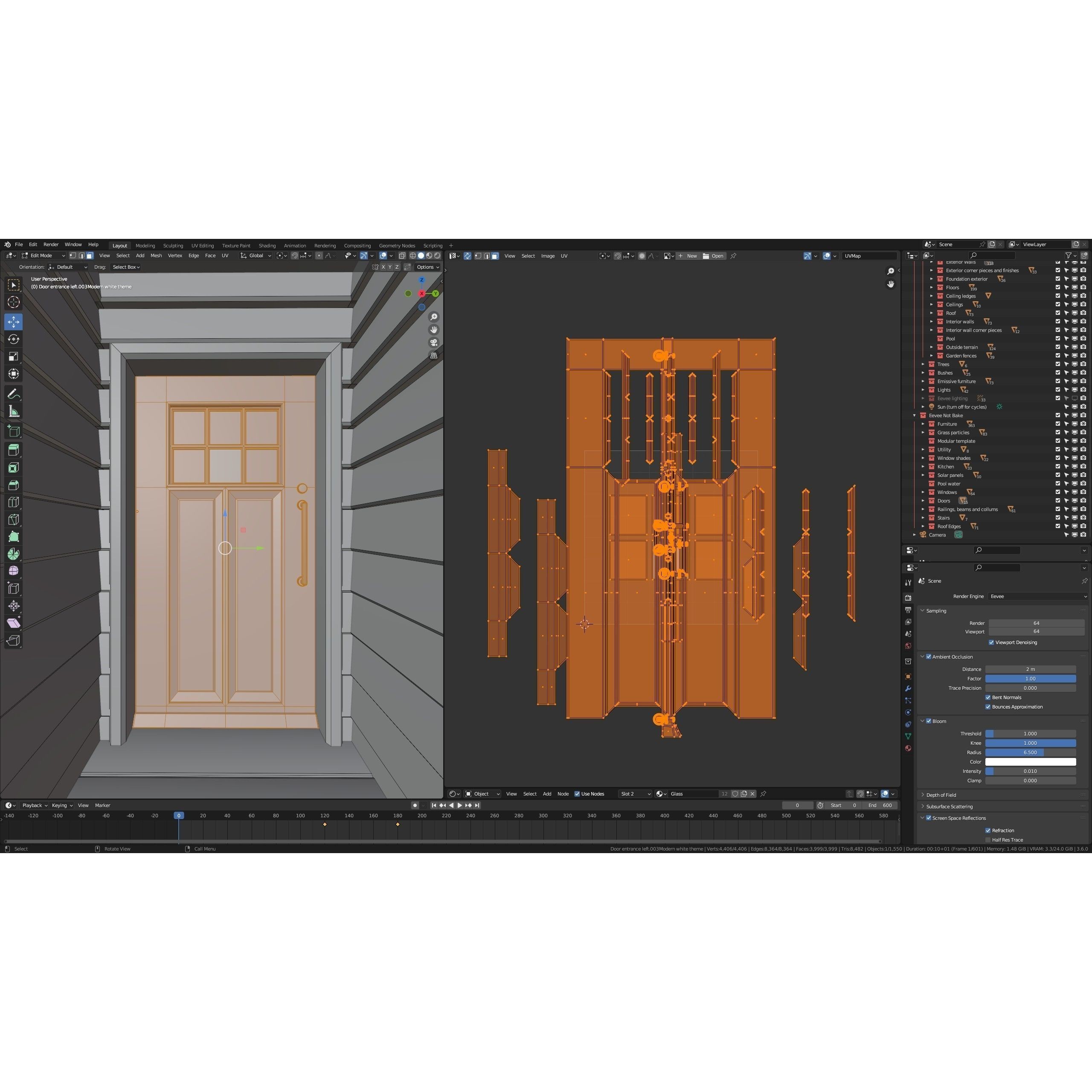 SHC Modular Classic American House - Low-Poly Game-Ready 3D Model