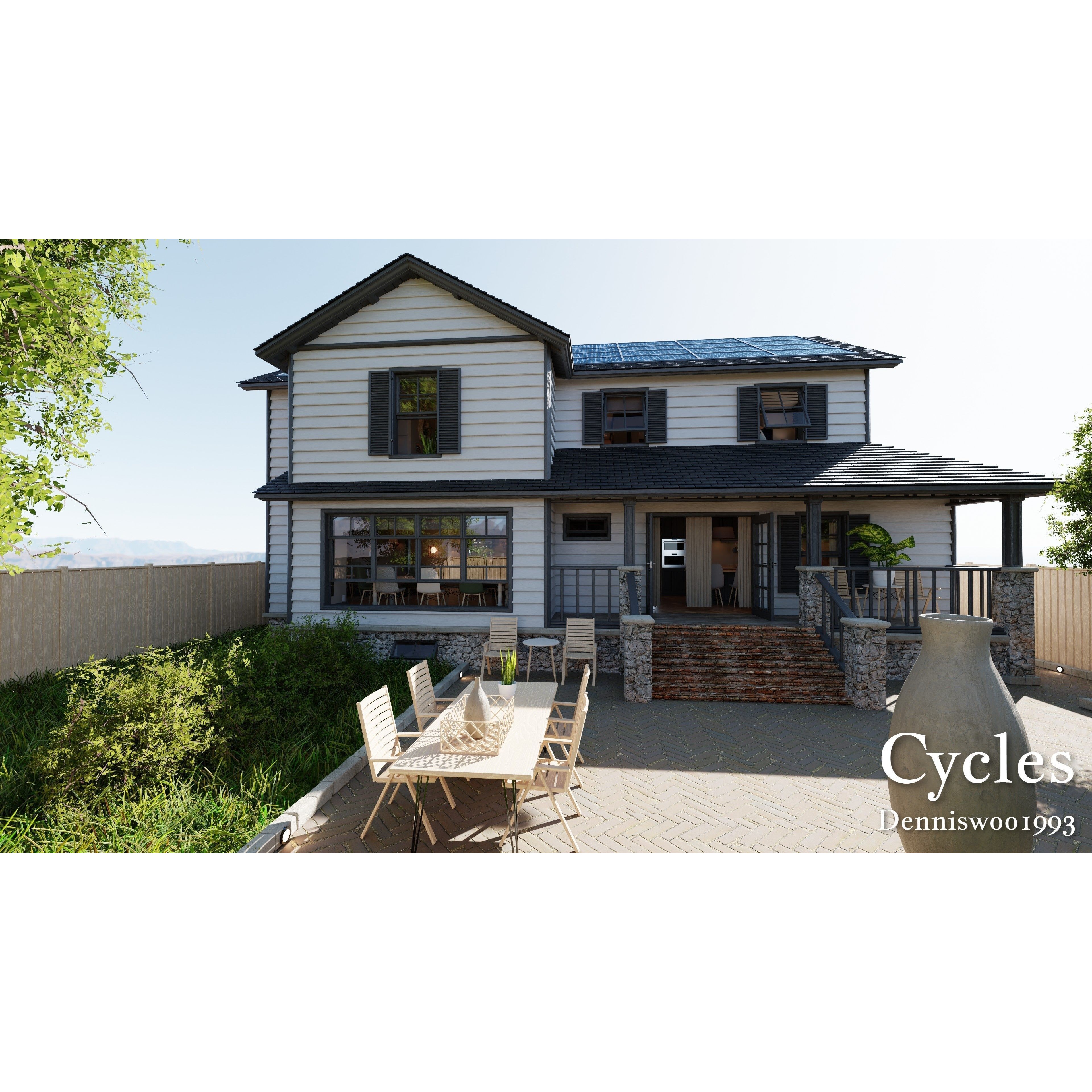 SHC Modular Classic American House - Low-Poly Game-Ready 3D Model - View 12