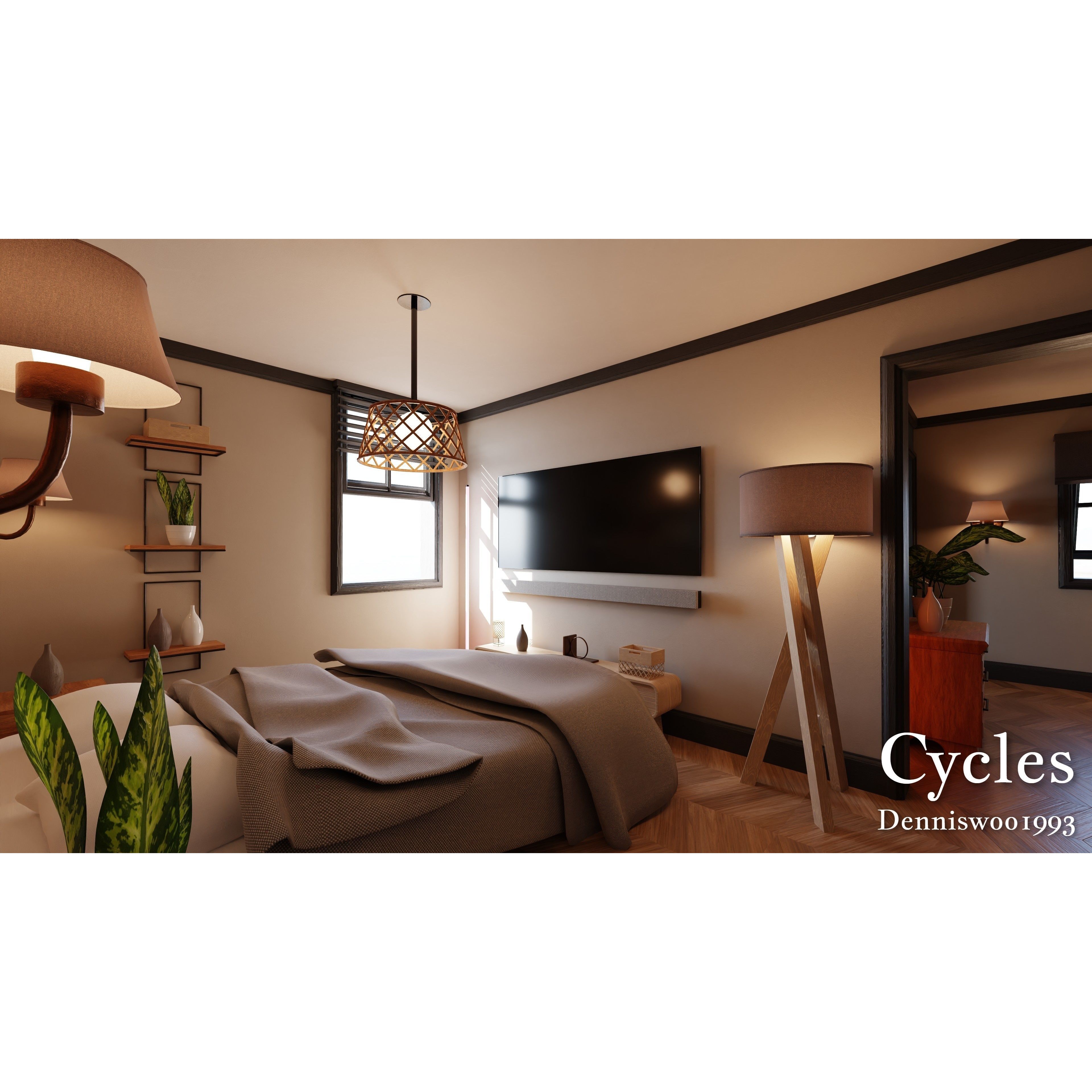 SHC Modular Classic American House - Low-Poly Game-Ready 3D Model - View 15