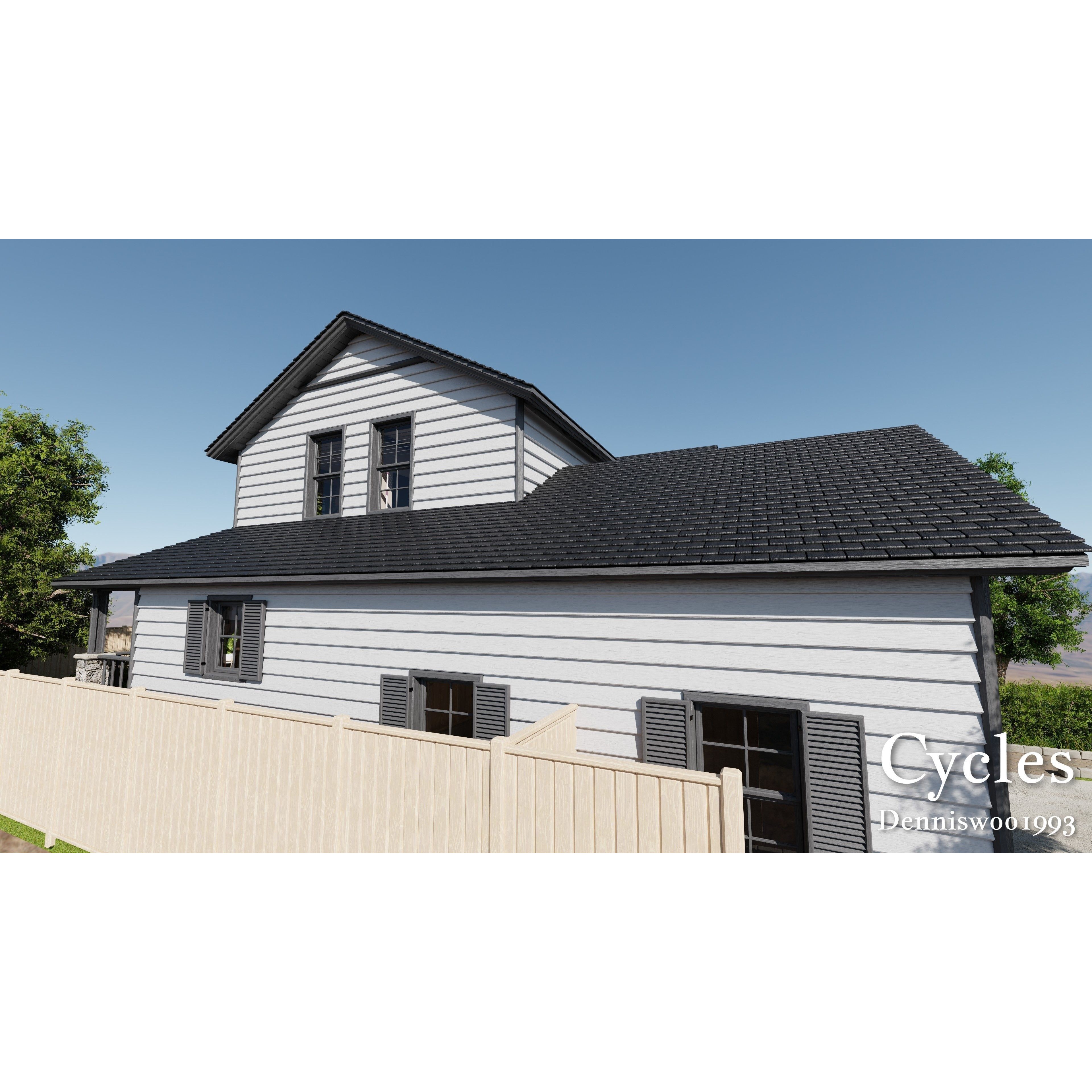 SHC Modular Classic American House - Low-Poly Game-Ready 3D Model - View 19