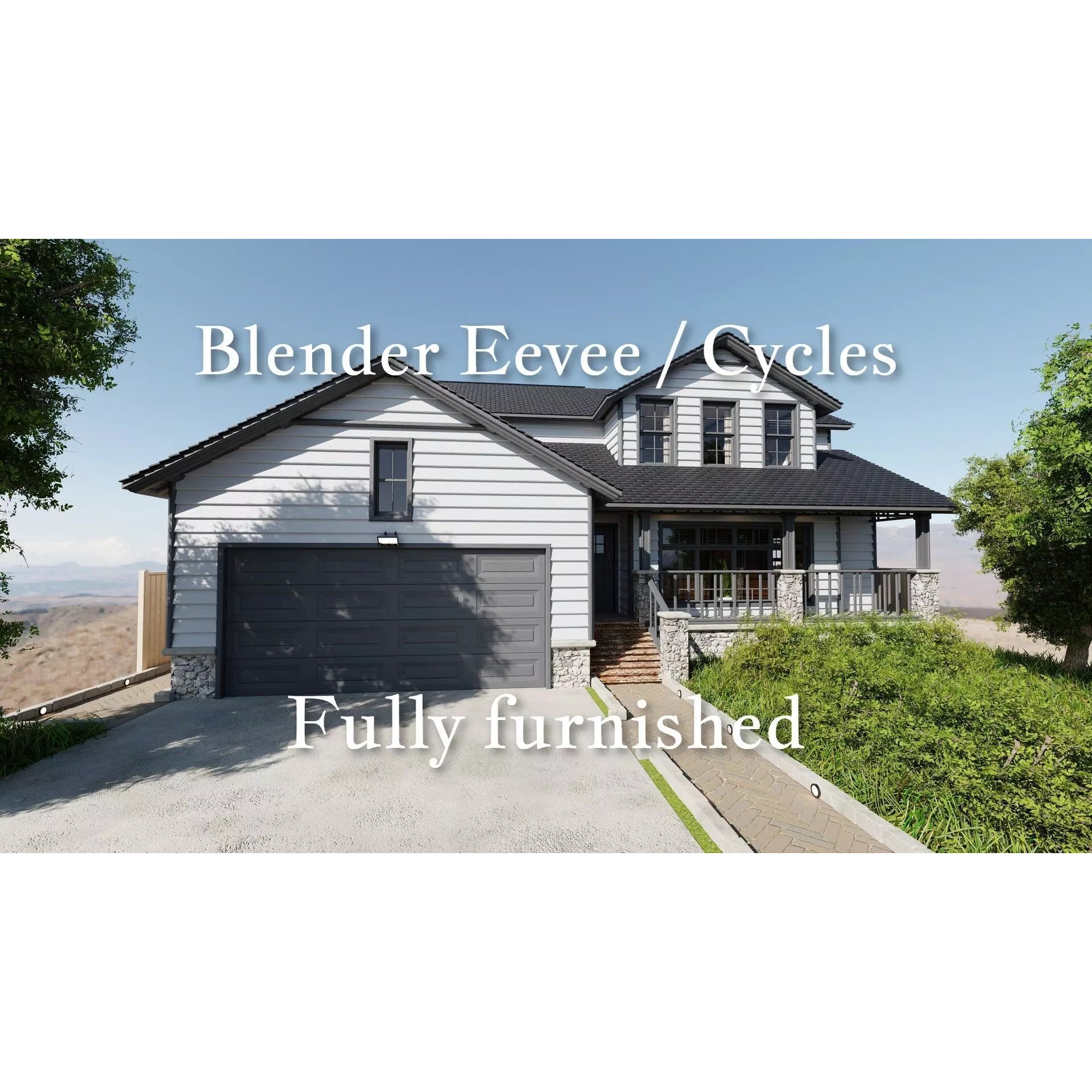 SHC Modular Classic American House - Low-Poly Game-Ready 3D Model - View 2