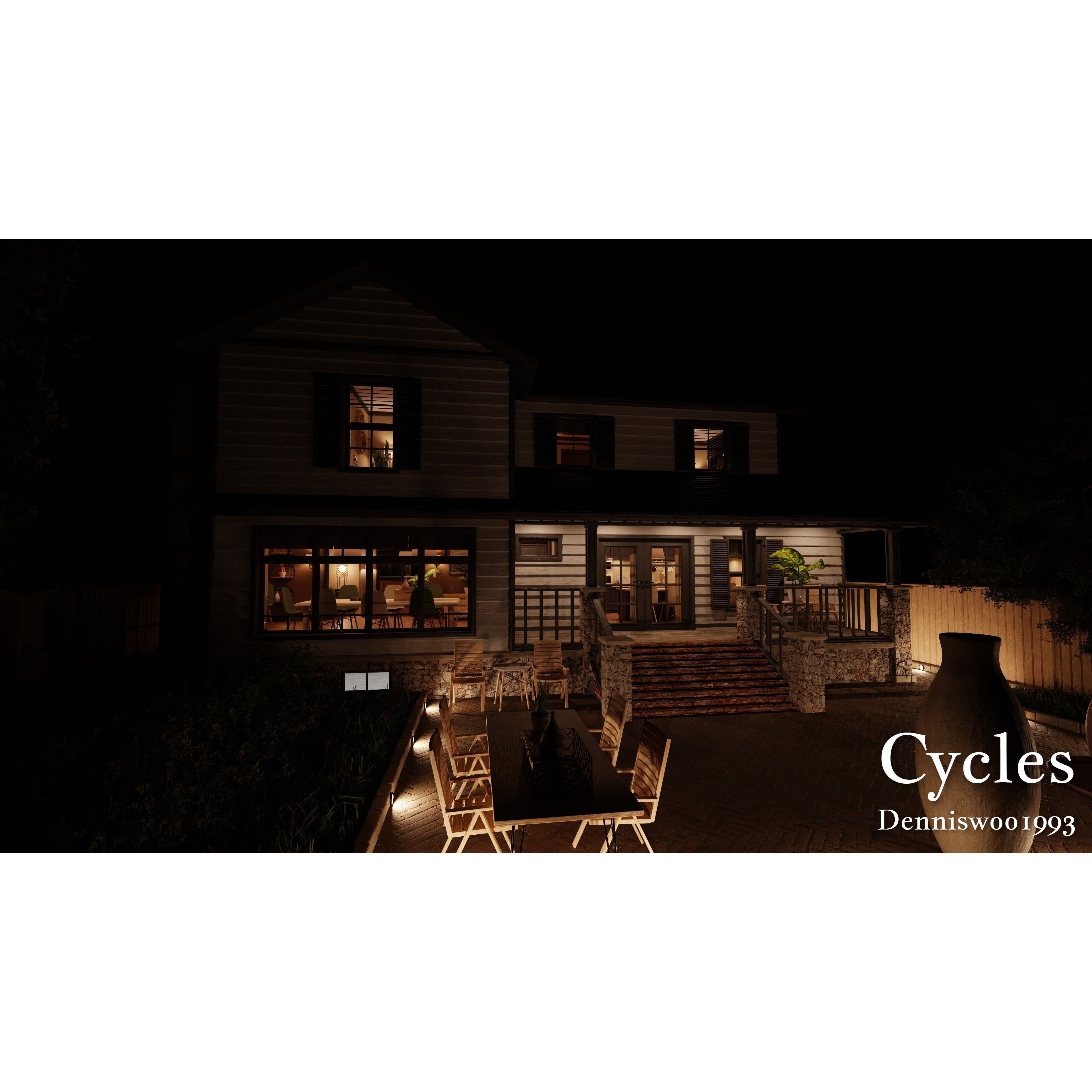 SHC Modular Classic American House - Low-Poly Game-Ready 3D Model - View 26