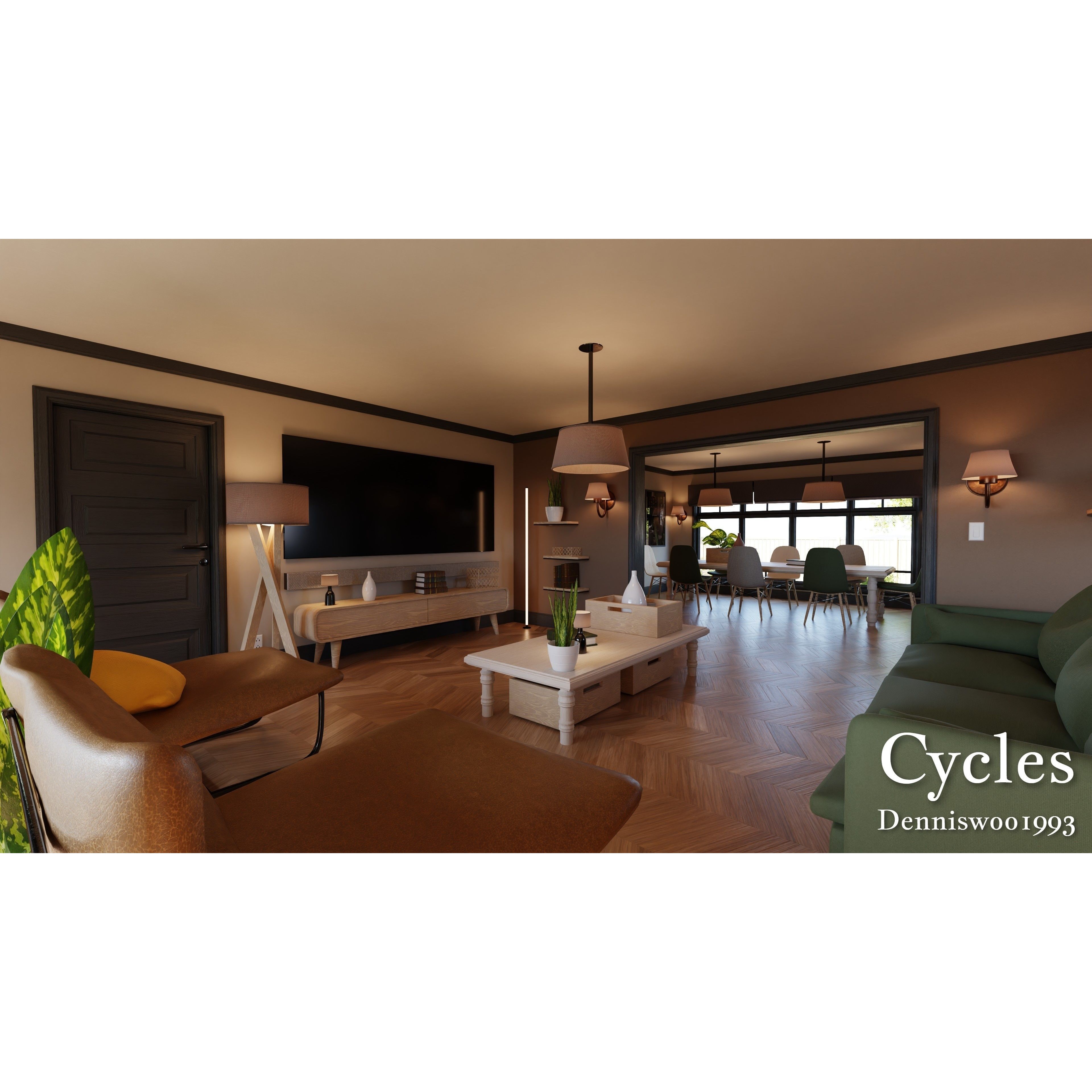 SHC Modular Classic American House - Low-Poly Game-Ready 3D Model - View 3