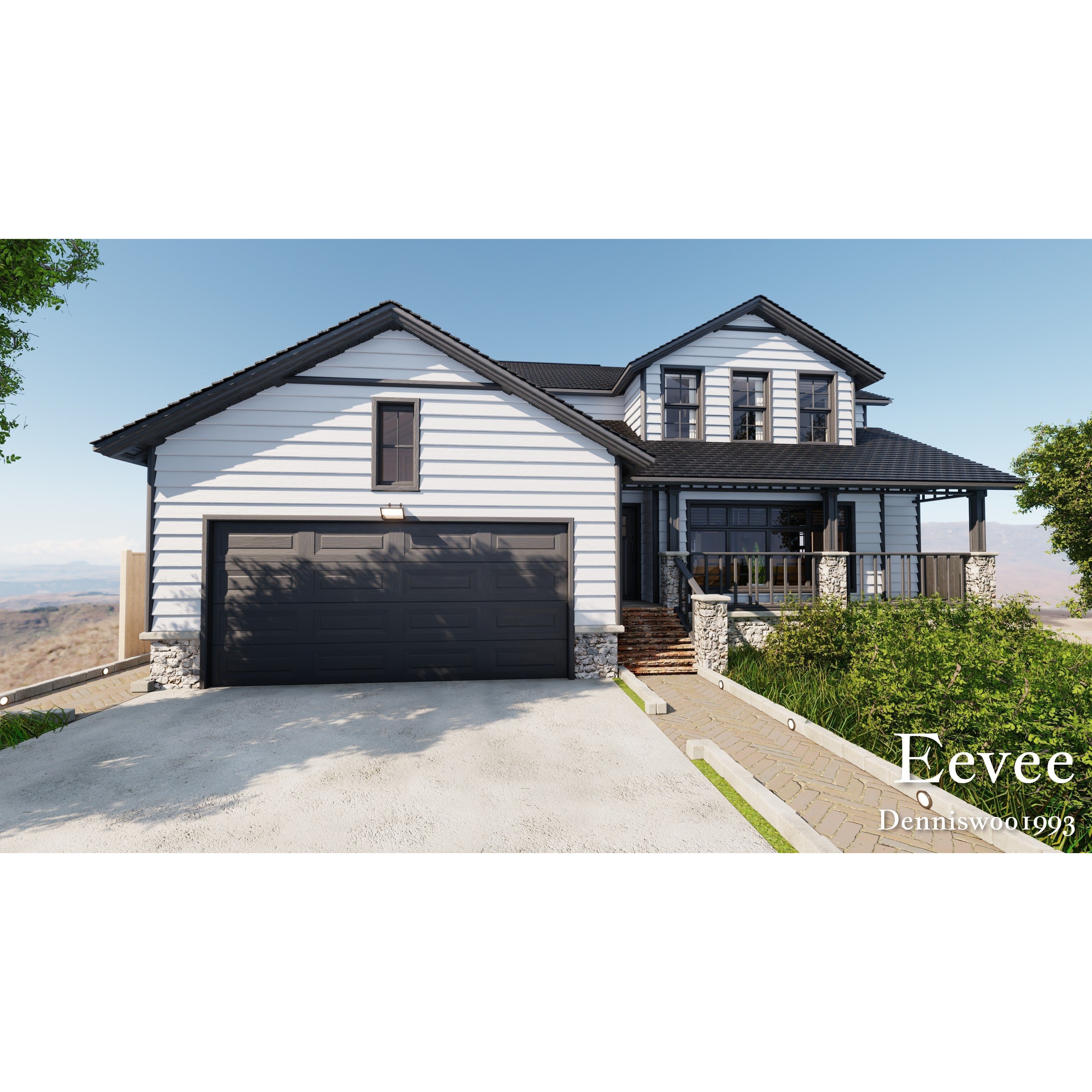 SHC Modular Classic American House - Low-Poly Game-Ready 3D Model - View 30