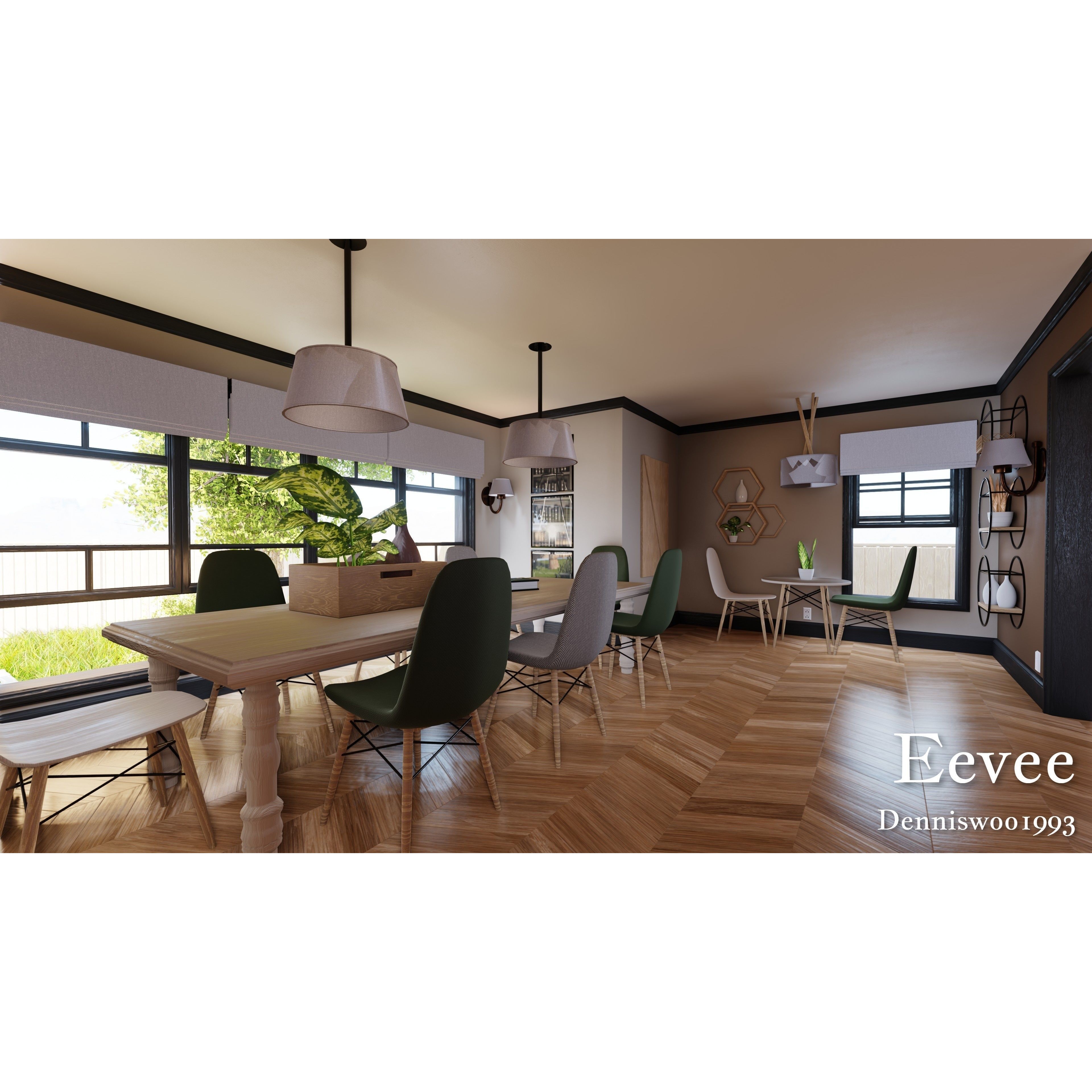 SHC Modular Classic American House - Low-Poly Game-Ready 3D Model - View 36