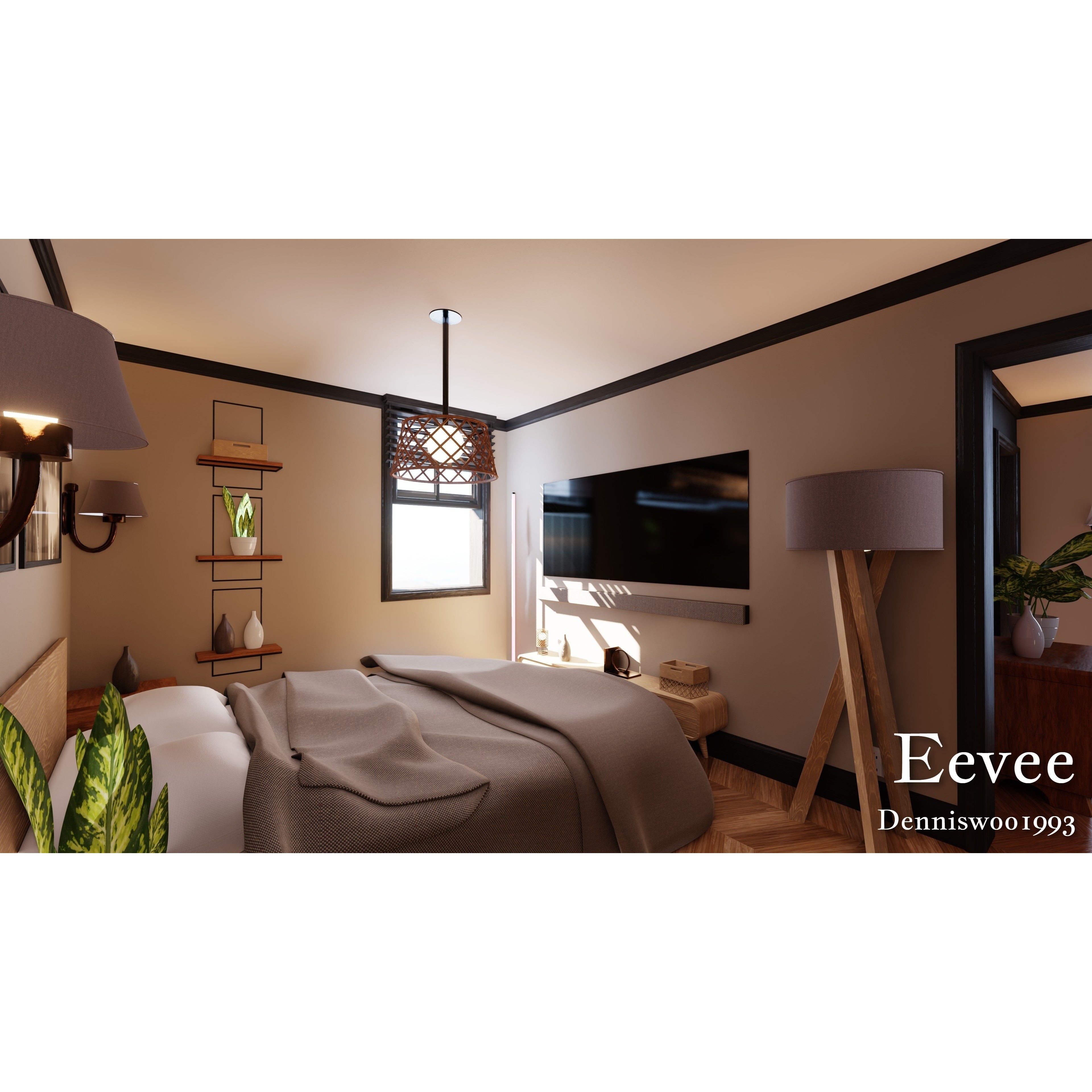 SHC Modular Classic American House - Low-Poly Game-Ready 3D Model - View 37