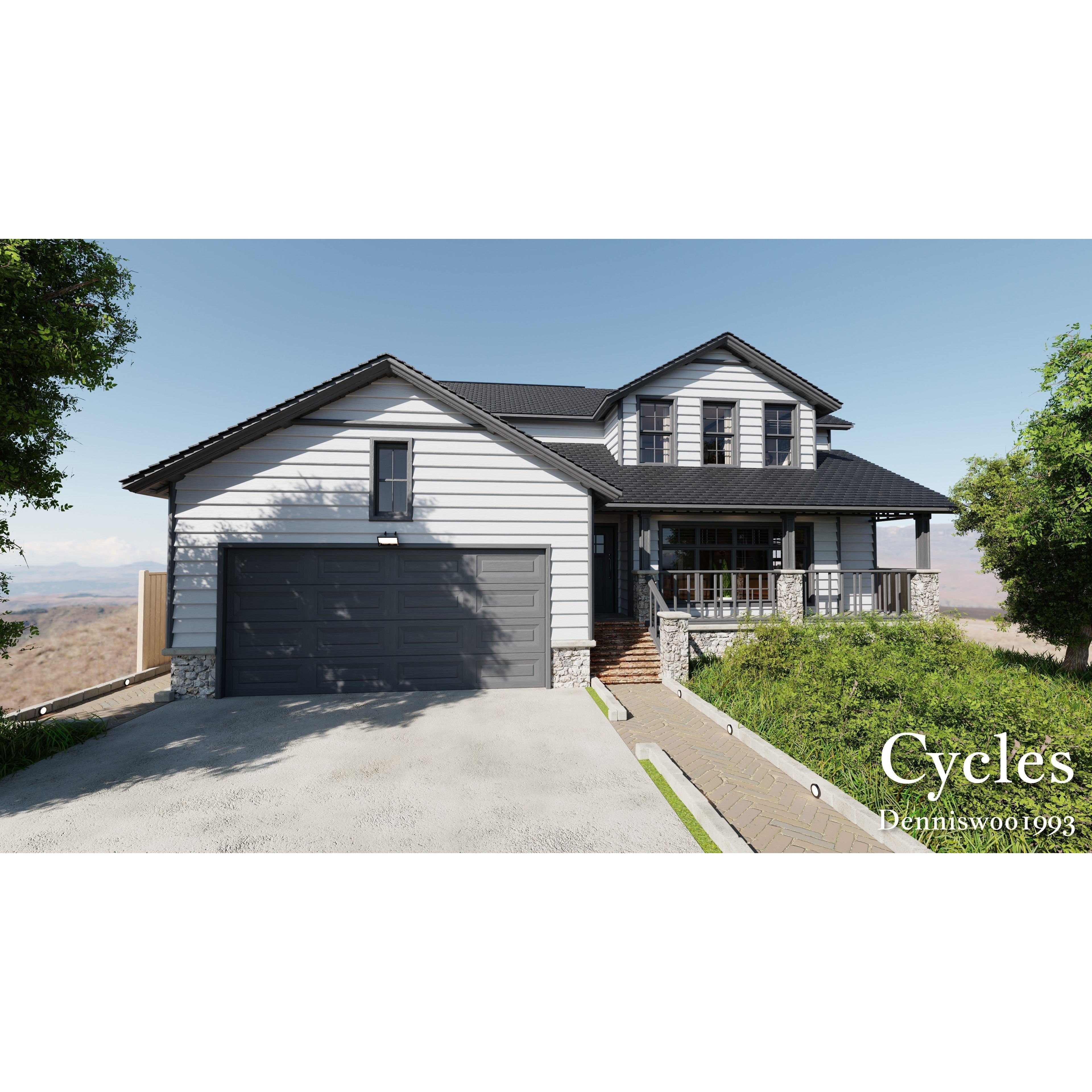 SHC Modular Classic American House - Low-Poly Game-Ready 3D Model - View 4