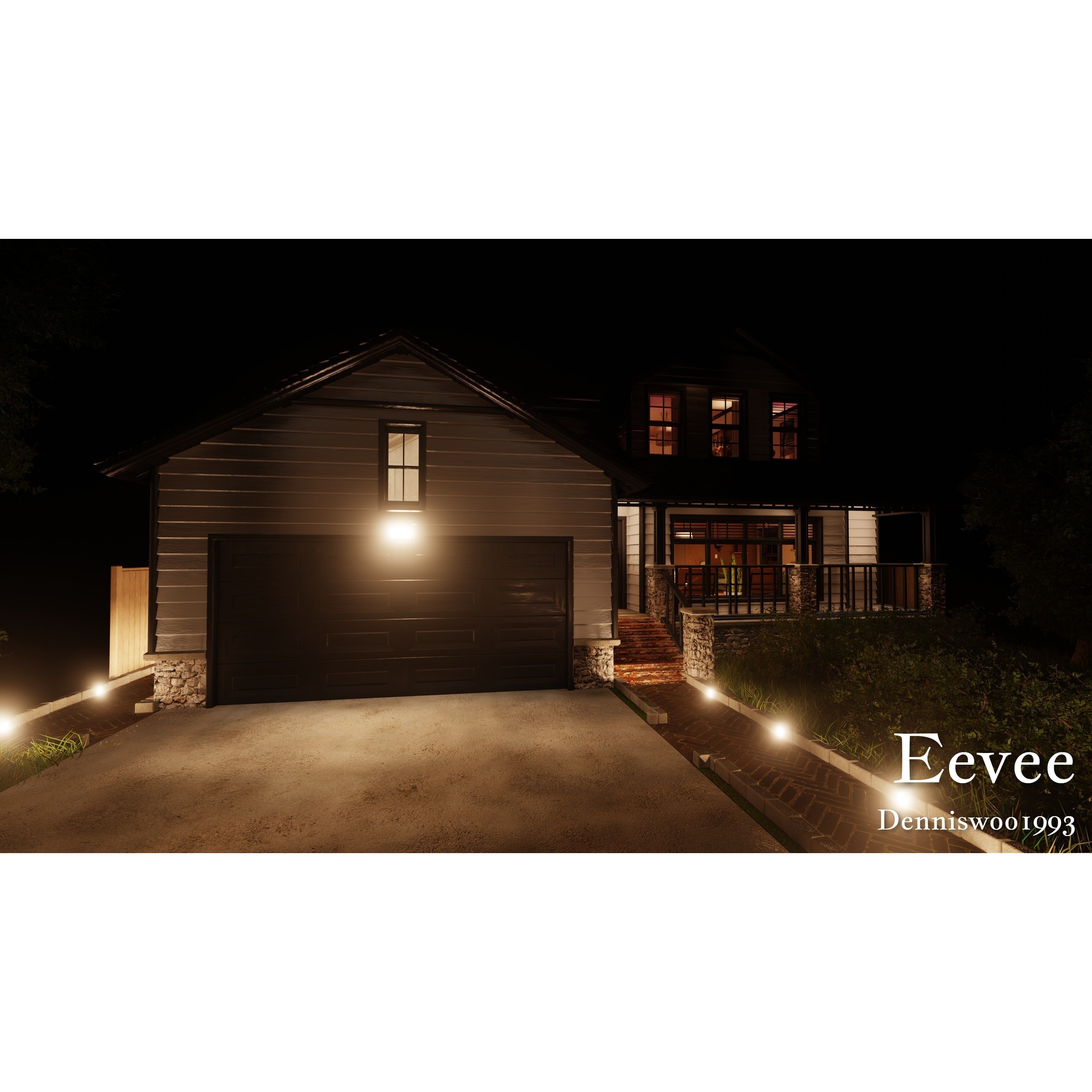 SHC Modular Classic American House - Low-Poly Game-Ready 3D Model - View 42