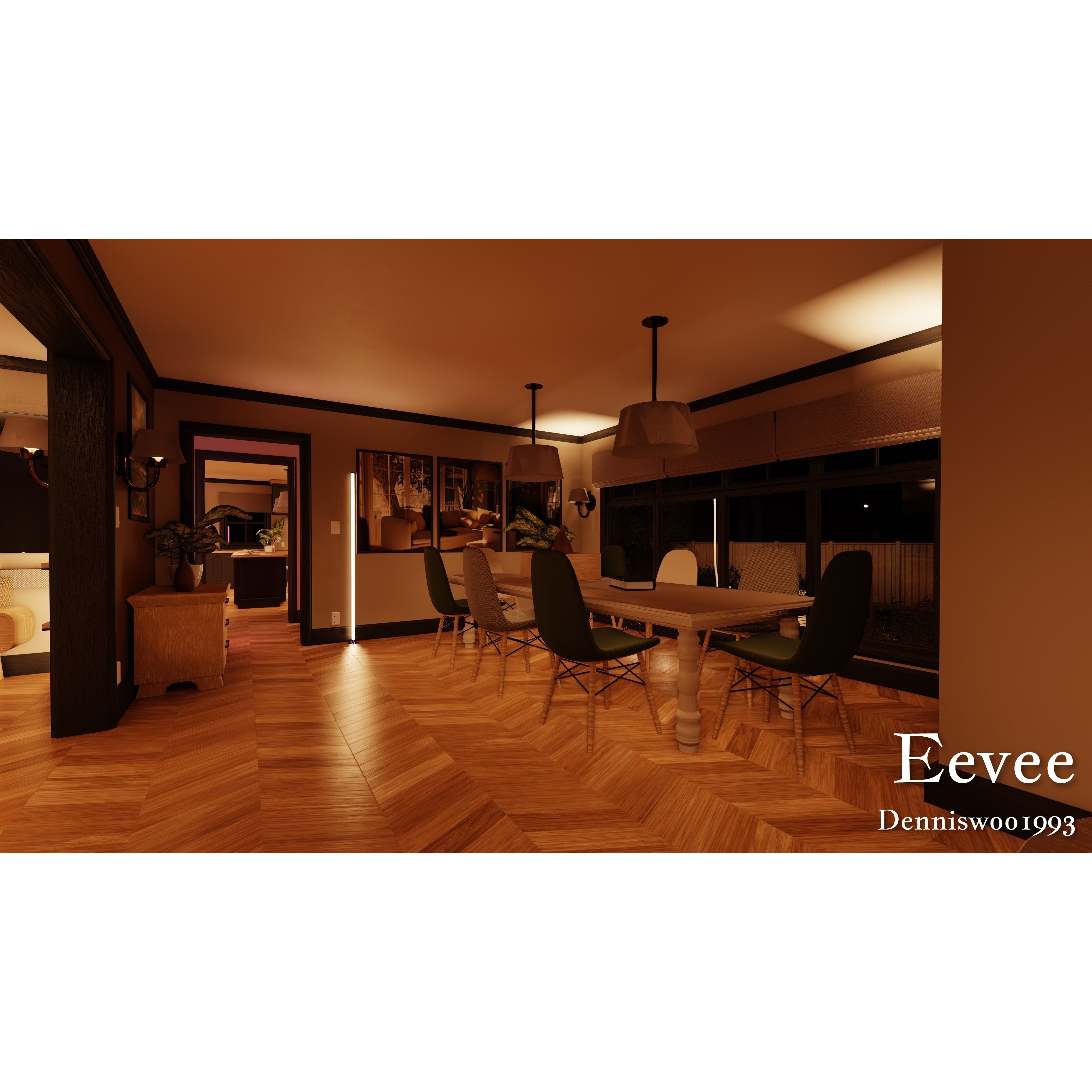 SHC Modular Classic American House - Low-Poly Game-Ready 3D Model - View 44