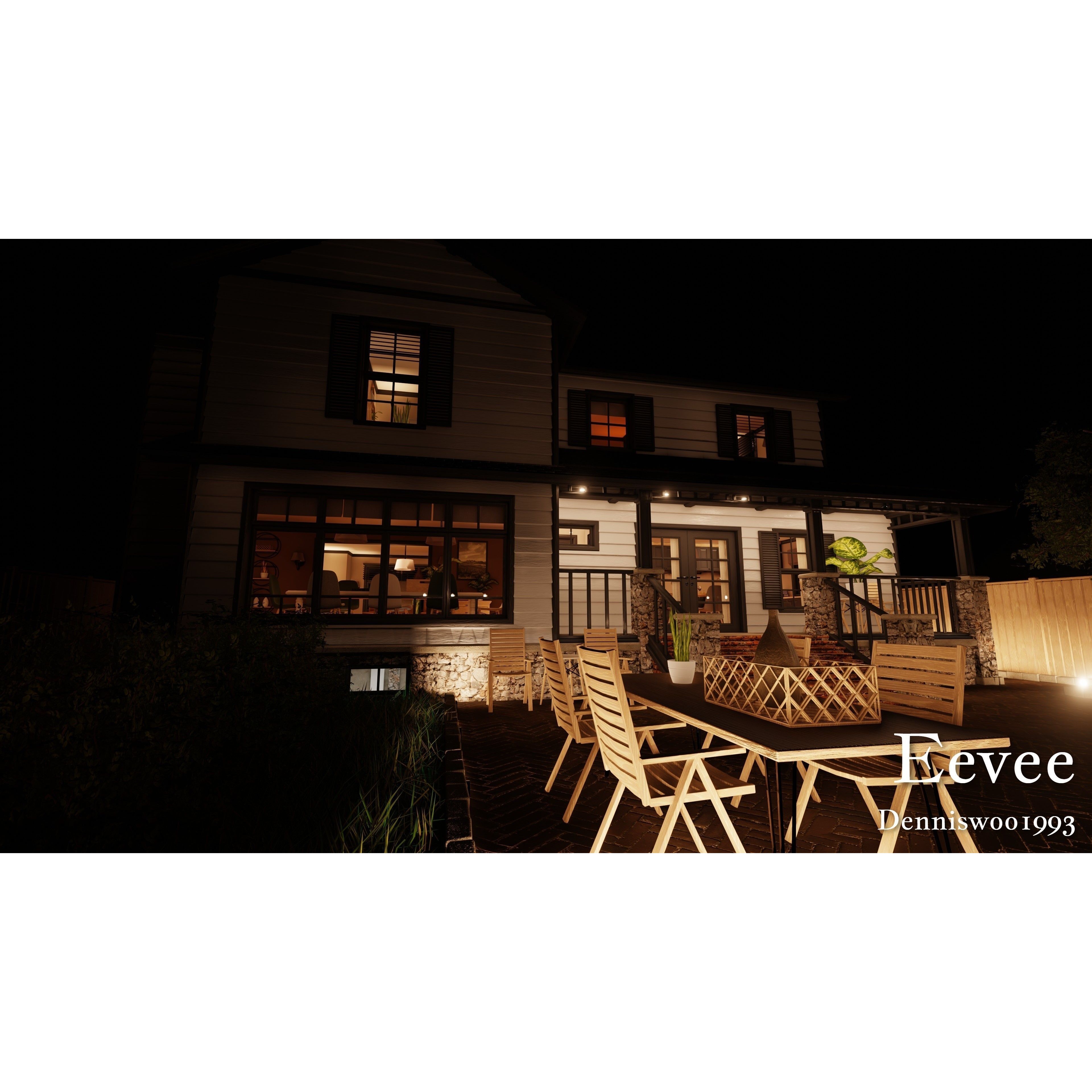 SHC Modular Classic American House - Low-Poly Game-Ready 3D Model - View 46