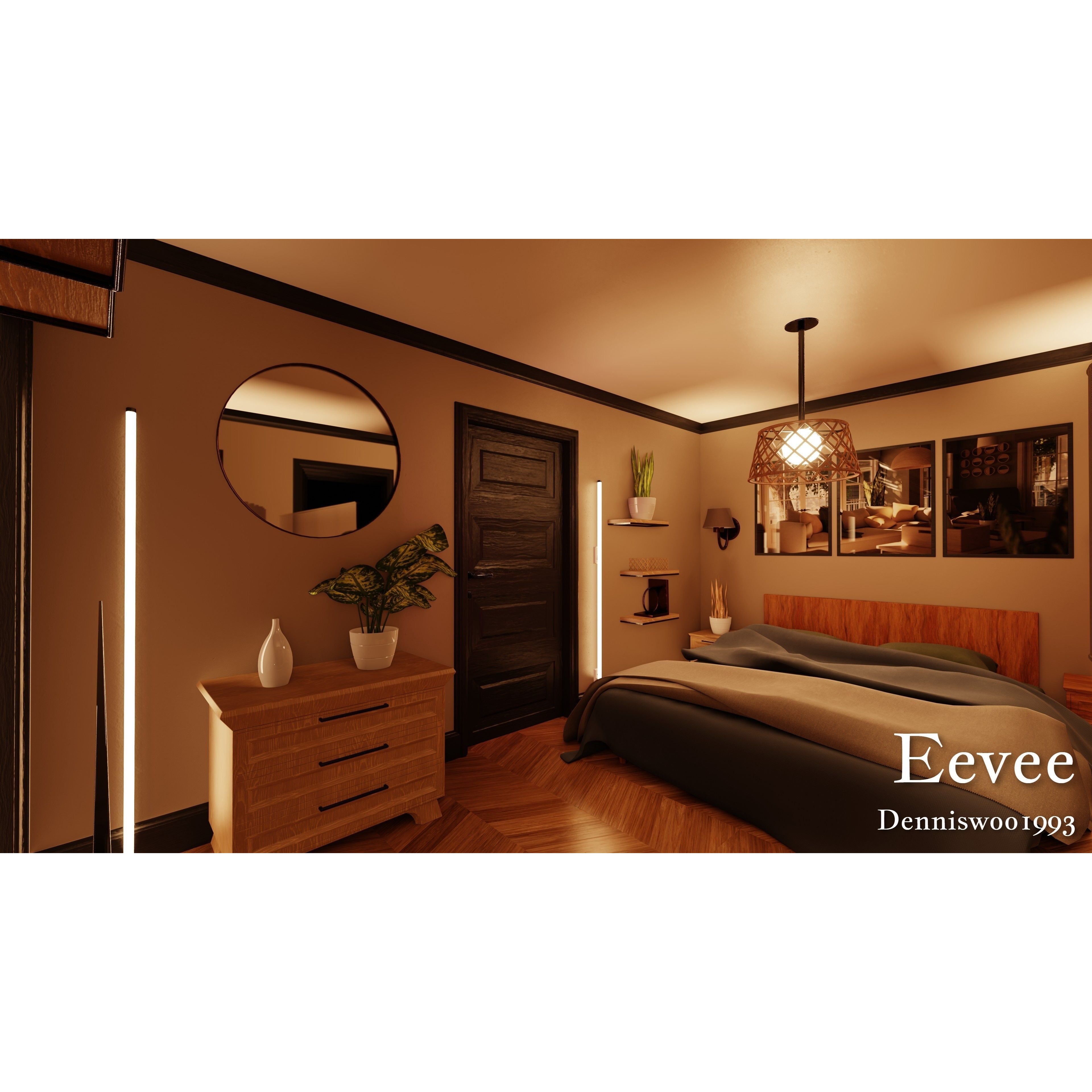 SHC Modular Classic American House - Low-Poly Game-Ready 3D Model - View 47