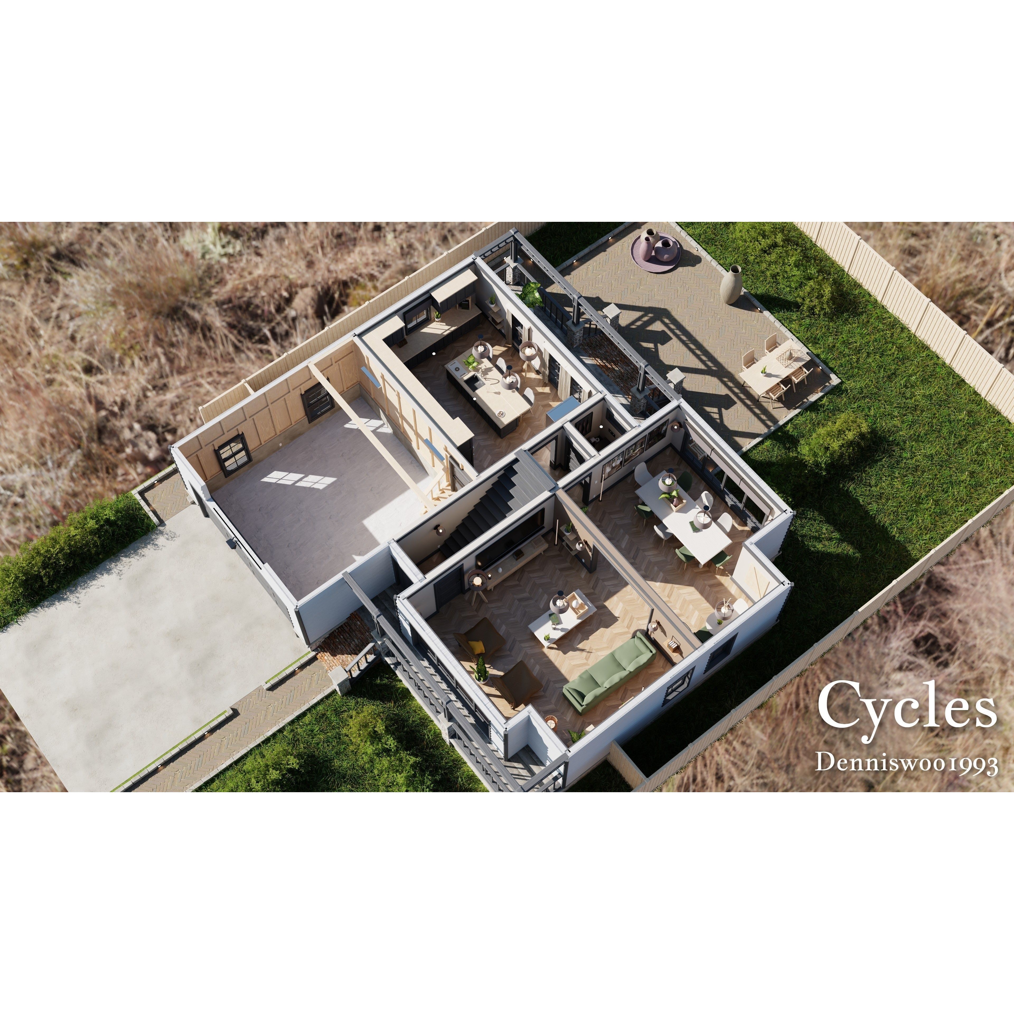 SHC Modular Classic American House - Low-Poly Game-Ready 3D Model - View 6