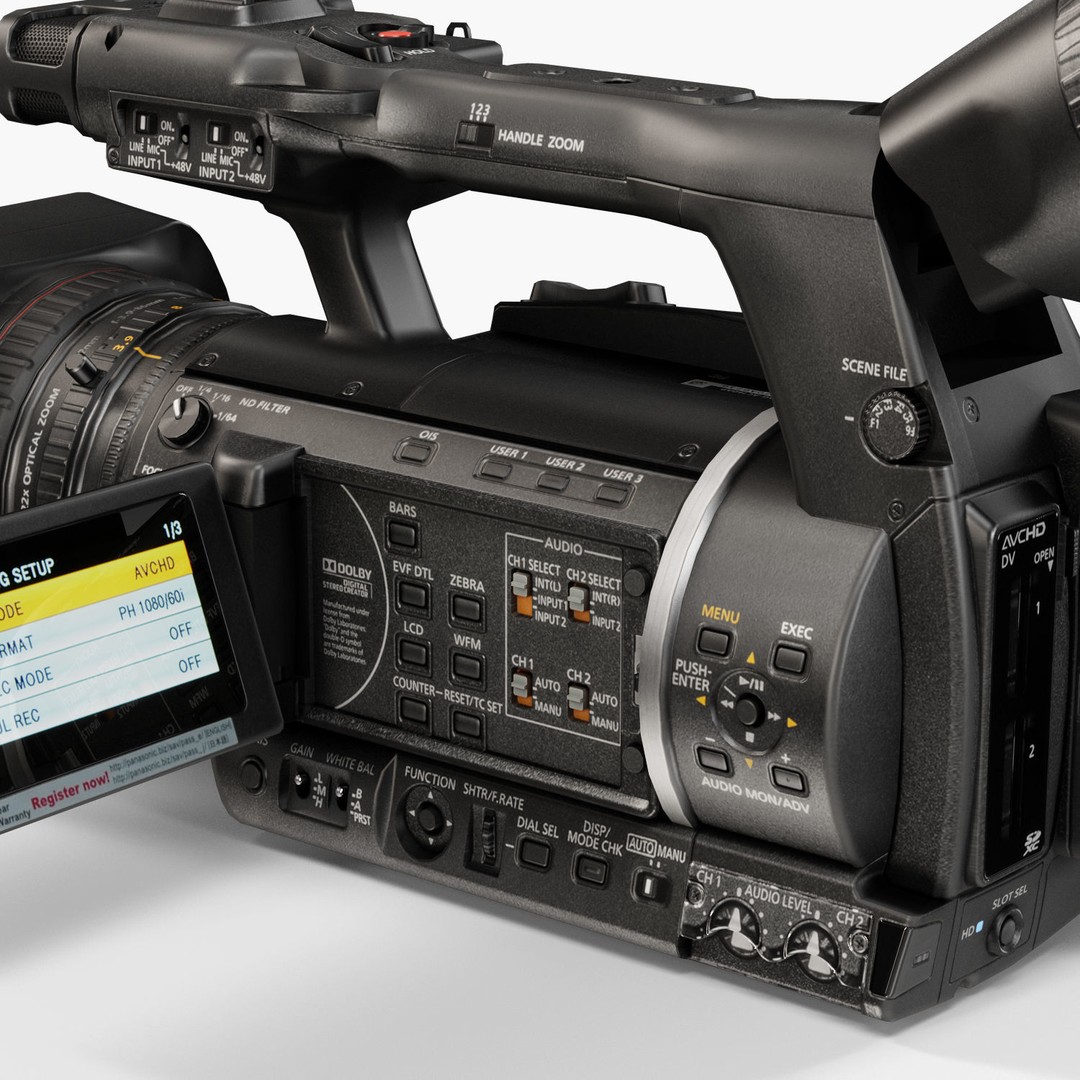Panasonic AG-AC160A 3D Model – Low Poly Professional Camcorder, FBX, OBJ - View 10
