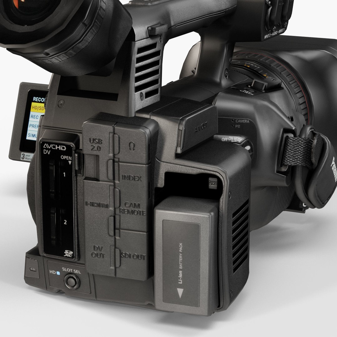 Panasonic AG-AC160A 3D Model – Low Poly Professional Camcorder, FBX, OBJ - View 3
