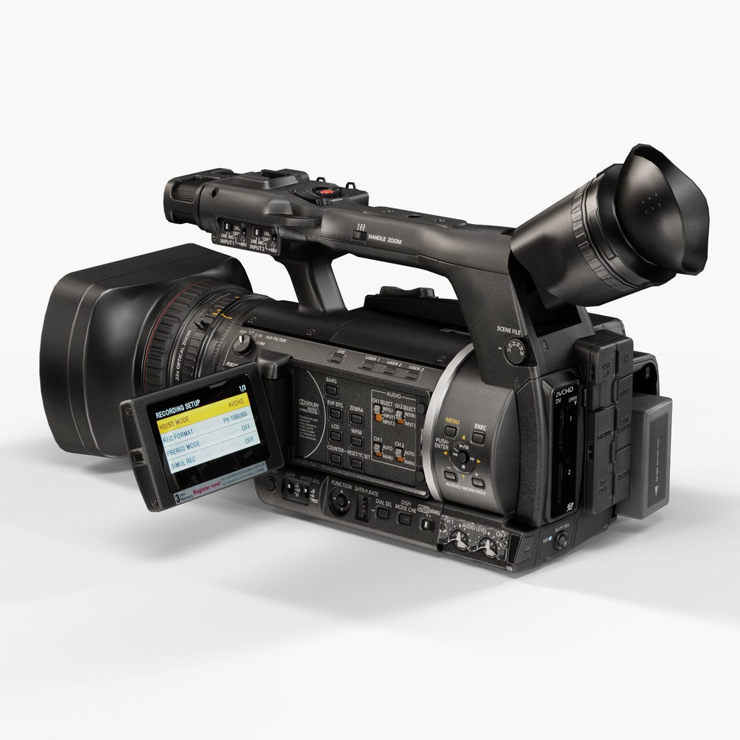 Panasonic AG-AC160A 3D Model – Low Poly Professional Camcorder, FBX, OBJ - View 9