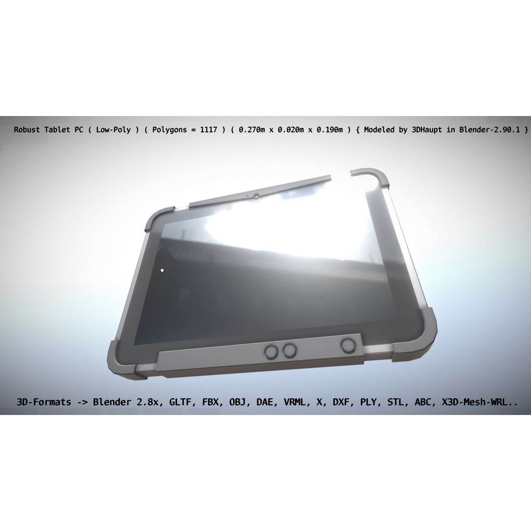 Robust Tablet PC 3D Model – Low Poly PBR Portable Device, FBX - View 10