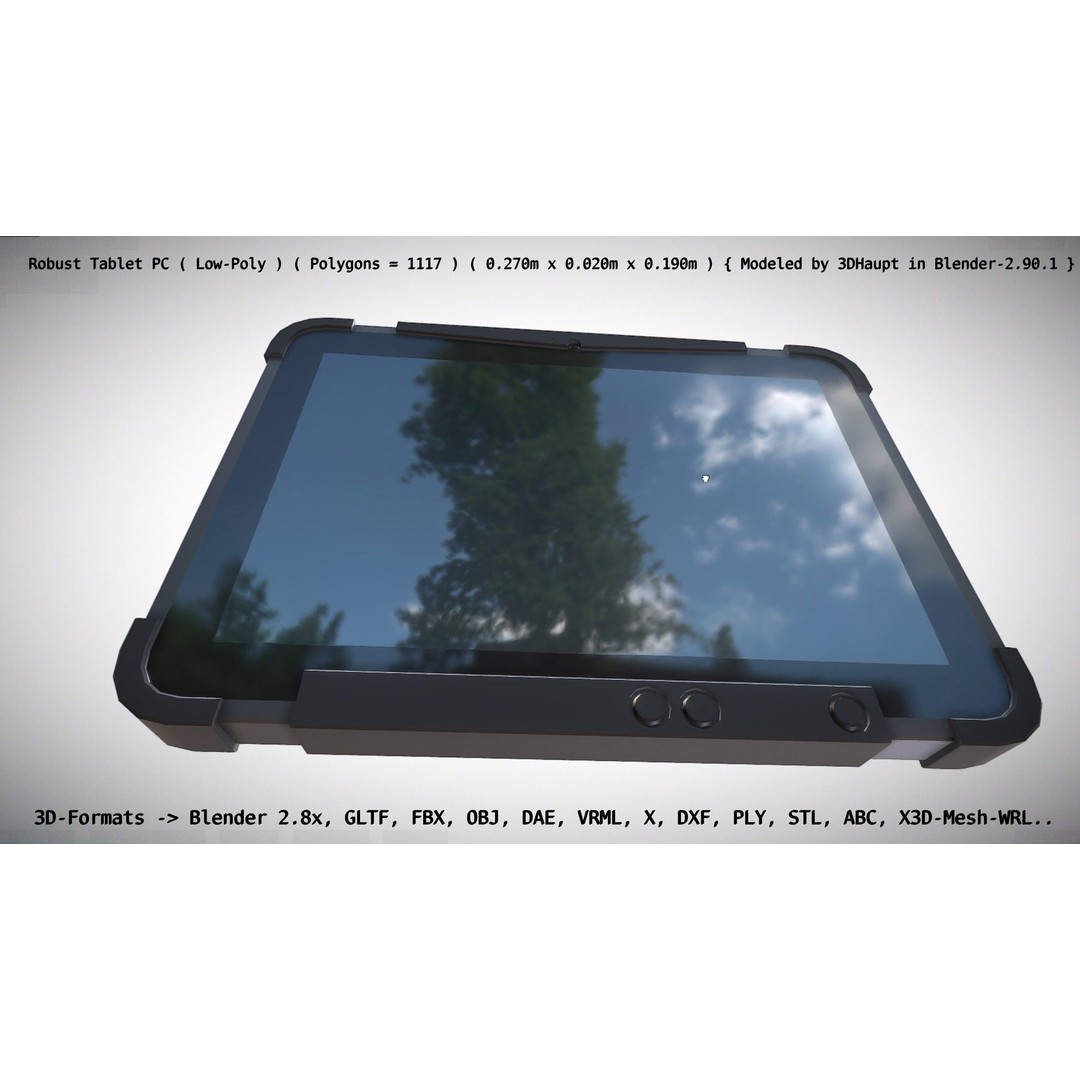Robust Tablet PC 3D Model – Low Poly PBR Portable Device, FBX - View 100