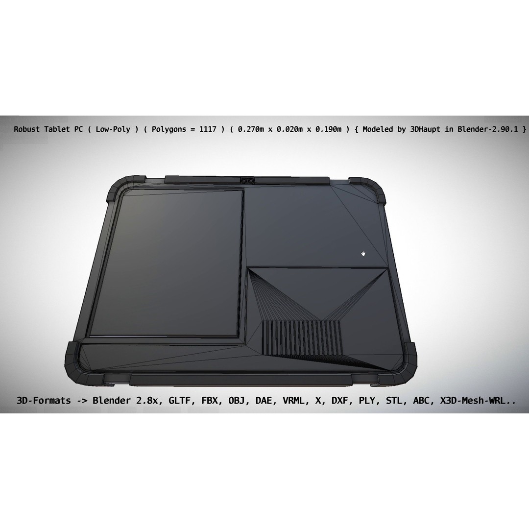 Robust Tablet PC 3D Model – Low Poly PBR Portable Device, FBX - View 103