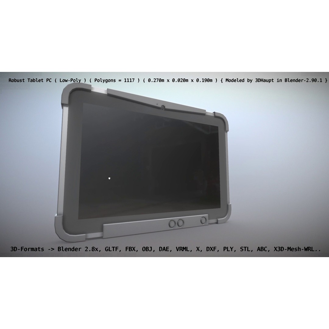 Robust Tablet PC 3D Model – Low Poly PBR Portable Device, FBX - View 108