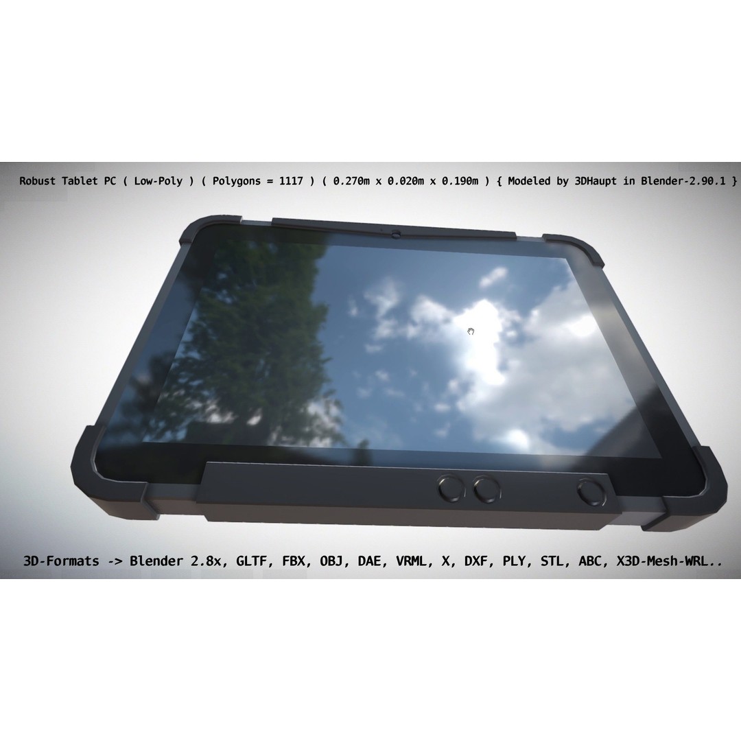 Robust Tablet PC 3D Model – Low Poly PBR Portable Device, FBX - View 12