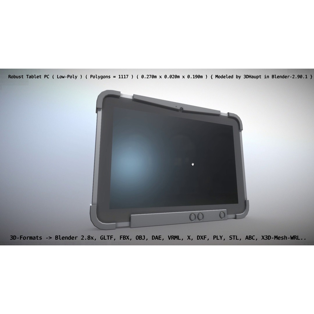 Robust Tablet PC 3D Model – Low Poly PBR Portable Device, FBX - View 125