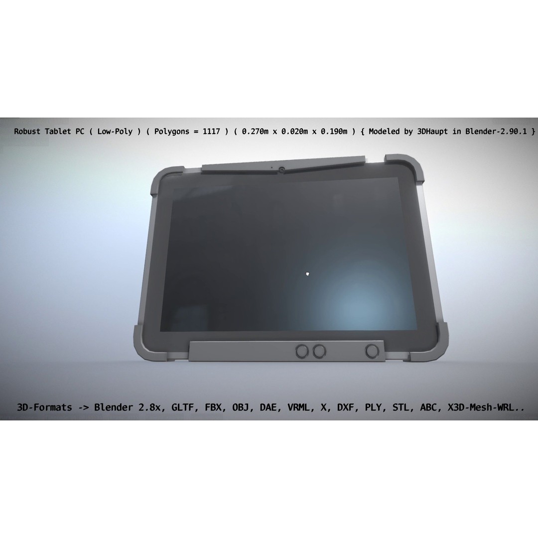 Robust Tablet PC 3D Model – Low Poly PBR Portable Device, FBX - View 130