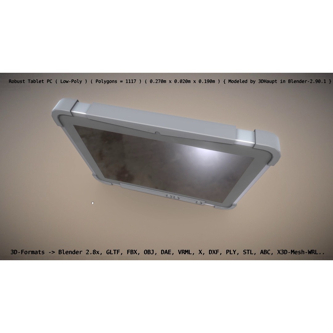 Robust Tablet PC 3D Model – Low Poly PBR Portable Device, FBX - View 139