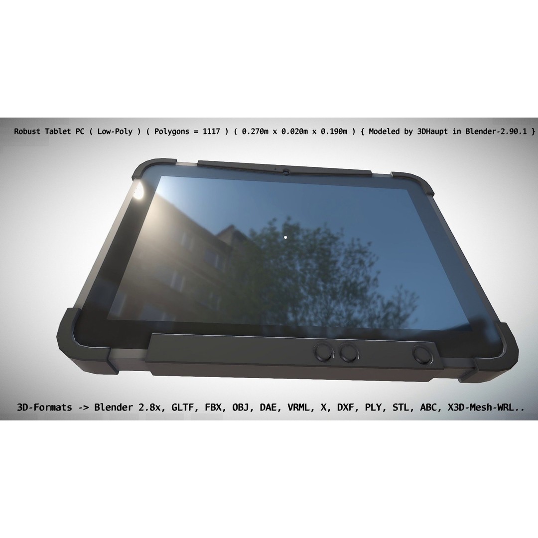 Robust Tablet PC 3D Model – Low Poly PBR Portable Device, FBX - View 150