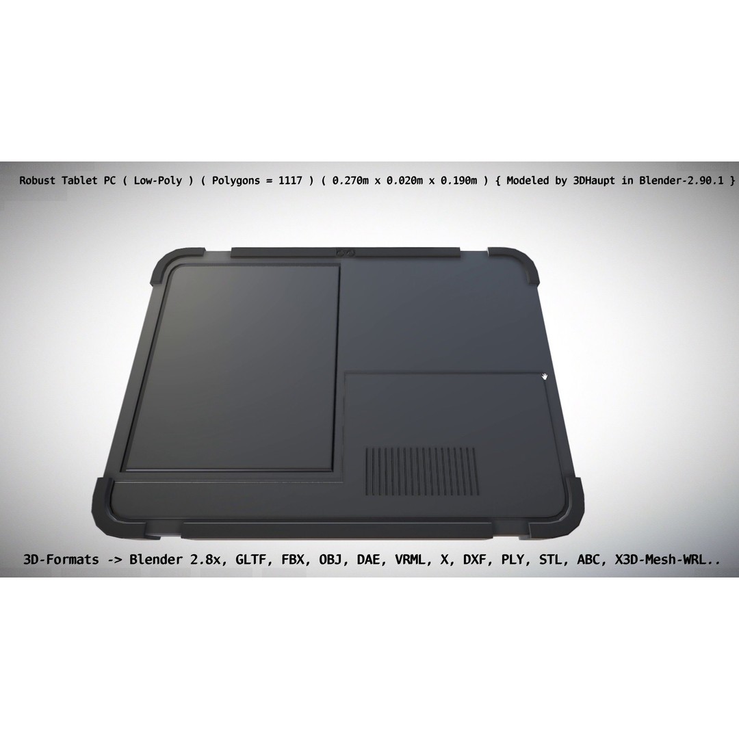 Robust Tablet PC 3D Model – Low Poly PBR Portable Device, FBX - View 17