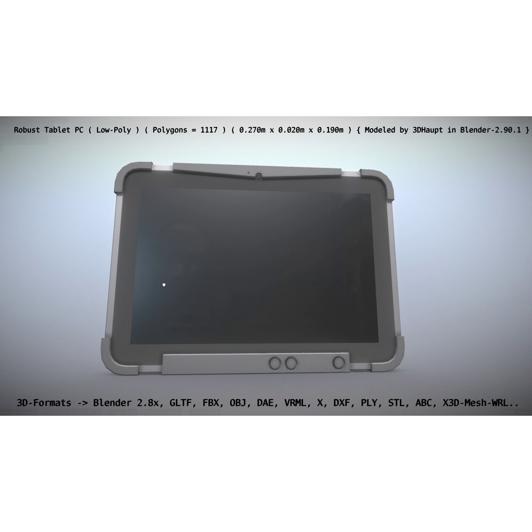 Robust Tablet PC 3D Model – Low Poly PBR Portable Device, FBX - View 18