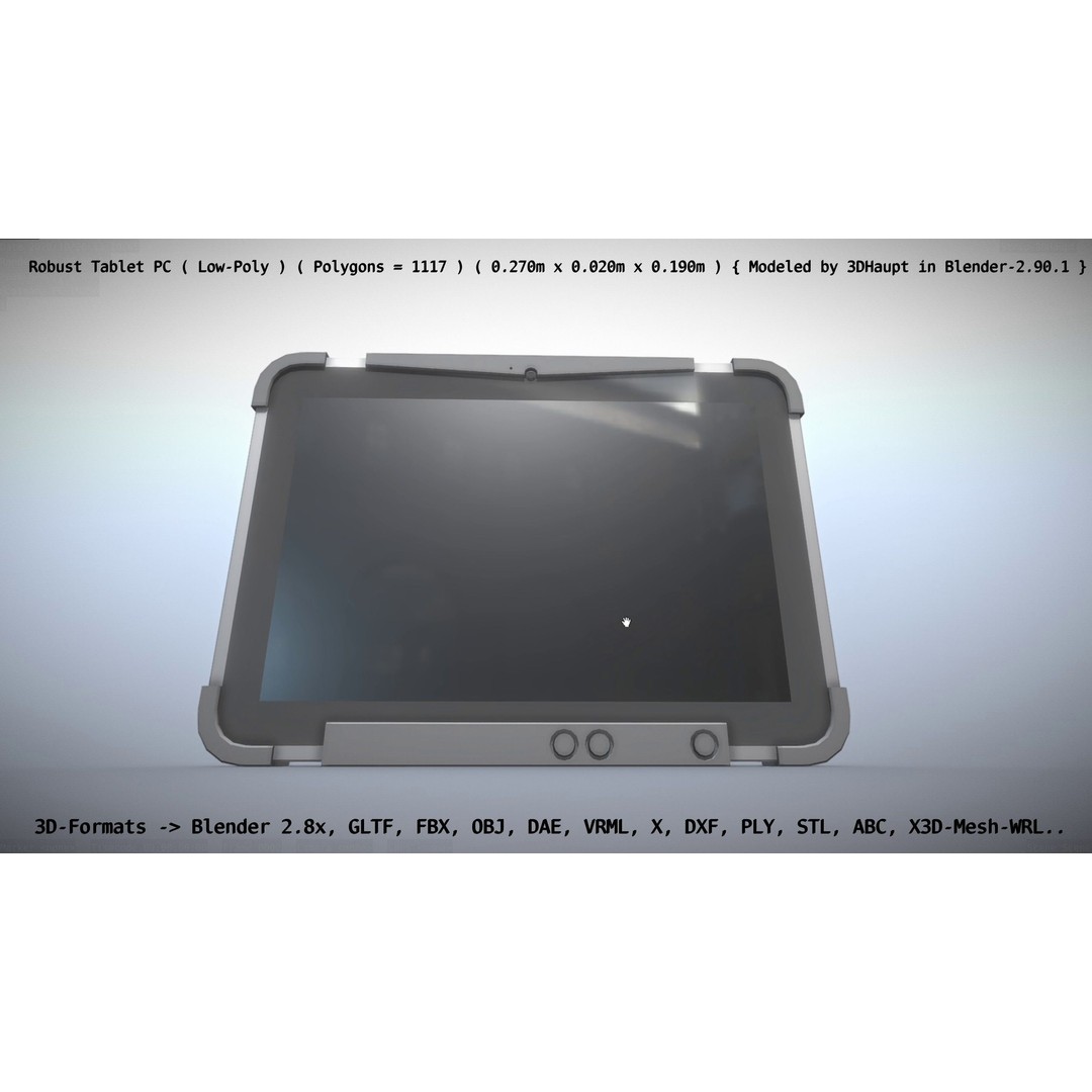 Robust Tablet PC 3D Model – Low Poly PBR Portable Device, FBX - View 29