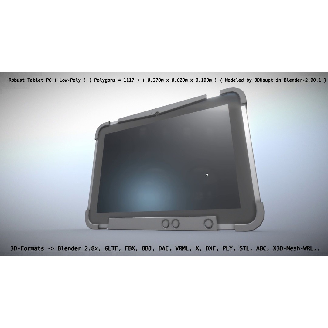 Robust Tablet PC 3D Model – Low Poly PBR Portable Device, FBX - View 31